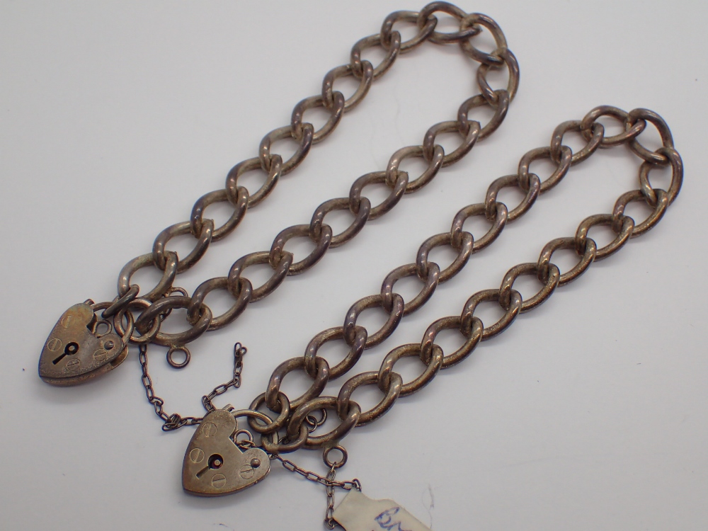 Two silver bracelets with padlock clasps 42g