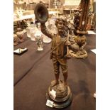 Bronzed spelter figurine of a man signed Pancitta France H: 47 cm