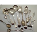 Collection of mixed hallmarked silver spoons various assay dates and markers 486g