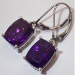 925 silver and amethyst drop earrings