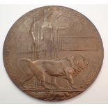 WWI death plaque with card cover to John Edward Barnes