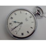 Chromium plated Limit No2 open face crown wind pocket watch