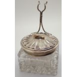 Victorian brandy glass warmer with continental silver top