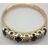 9ct gold diamond and sapphire ring size Q 2.