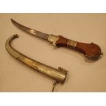 Vintage style Eastern dagger with bone and metal scabbard