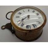 French brass eight day drum clock with platform escapement dial marked J H Potter Sheffield with