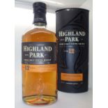 Bottle of Highland Park single malt whisky 12 years old 40 proof 70cl All of these whiskies are