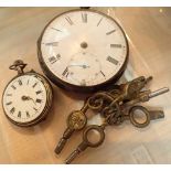 Hallmarked silver pocket watch fob watch and seven keys