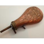 American Civil War period colt type copper and brass antique powder flask