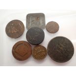 Mixed tokens and a William IV Guinea weight