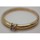 9ct gold and diamond solitaire ring size N 1.