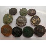 Ten mixed Roman coins