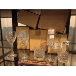 New old stock Bohemian crystal glasses five sets of six each of wine champagne whisky and tumbler