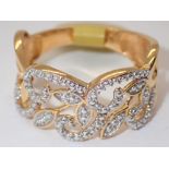 Silver gold plated flower design band size Q