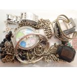 Mixed jewellery including silver and wristwatches