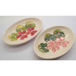 Moorcroft pair of oval Pink Geranium pin dishes