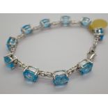 Sterling silver blue stone set bracelet fully hallmarked