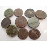 Ten mixed Roman coins