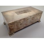 Hallmarked silver cigarette box with engine turned design assay Birmingham 1947 gross 734g