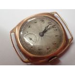 9ct gold gents wristwatch head with subsidiary seconds 17.