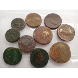 Ten mixed Roman coin