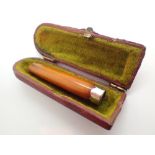 Silver and amber cheroot holder case