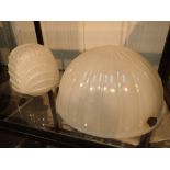 Edwardian milk glass hanging bowl light shade and Art Deco globular light shade