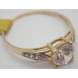 9ct gold white sapphire ring size N 1.