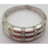 9ct white gold double row diamond ring size O 3.