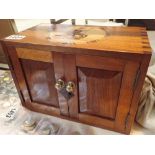 Mahogany coin collectors cabinet with Britannia marquetry wood inlay ( no trays )