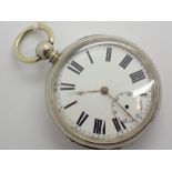 White metal KES key wind open face pocket watch A/F CONDITION REPORT: Not working