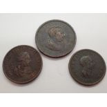 George III 1807 penny and 1799 and 1807 halfpenny