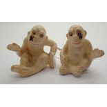 Pair of rare Goebel monkeys with spiders on faces H: 10 cm
