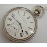 Thomas Russell and Son Liverpool chromium plated open faced crown wind pocketwatch