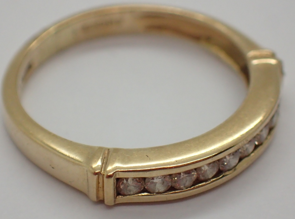 9ct gold and diamond half eternity ring size L 1.