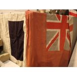 Vintage Naval red Ensign flag and a Blue Peter signal flag 110 x 145 cm