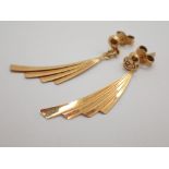 Pair of 9ct yellow gold fan style ear rings