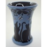 Moorcroft vase in the Lucky Black Cat pattern H: 16 cm