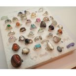 Forty mixed stone set rings rings including silver