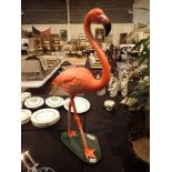 Large resin flamingo on a solid base H: 90 cm