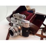 Voigtlander Vito BL 35mm film camera with Watameter hot shoe rangefinder and two leather cases