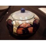 Large Moorcroft Celadon Pansy circular powder bowl W: 19 cm