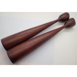 Pair of Danish teak 1970s candlestick H: 21 cm stamped Denmark