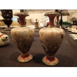 Pair of Doulton Lambeth vases H: 18 cm