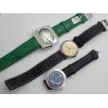 Three vintage manual wind wristwatches