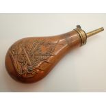 American Civil War period colt type copper and brass antique powder flask