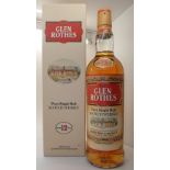 Bottle of Glen Rothes single malt whisky 12 years old distilled 1980 and bottled 1992 43 proof