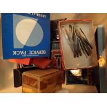 Box of watch and clock repair tools