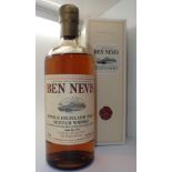 Bottle of Ben Nevis single malt whisky 26 years old distilled 1970 and bottled 1996 52.