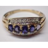 9ct gold sapphire and diamond ring size S 2.